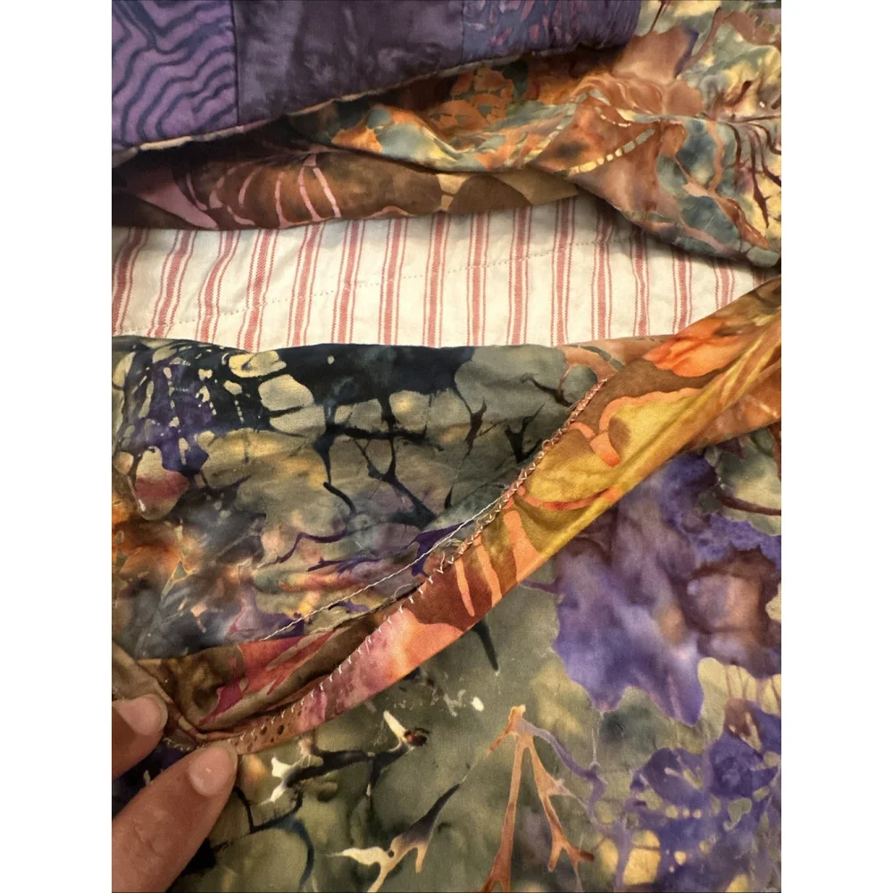 2 Vtg Pillow Case Covers 18x18 Handmade Crazy Quilt Embroidered Boho Hippie
